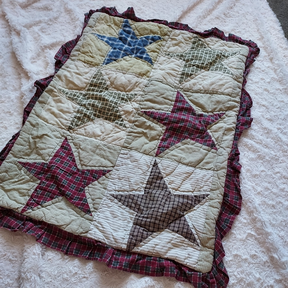 Vintage Quilt Patchwork Sham Star Design Cottagecore Shabby Chic Prairie Country